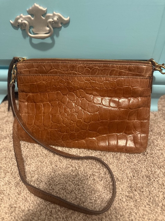 Fossil Handbags - Fossil Croc-Embossed Leather Crossbody in Cognac Brown